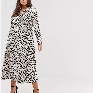 ASOS curve wrap dress — leopard print